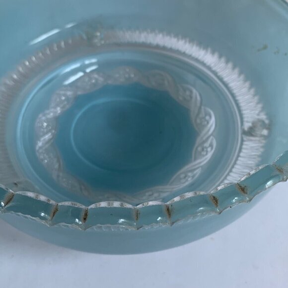 Vintage 1940s Blue Glass Ceiling Light Shade - Picture 6 of 7